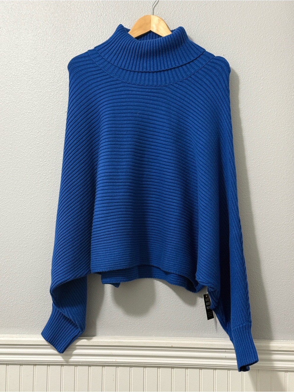 Ashley Stewart Royal Blue Ribbed Turtleneck Dolman Sweater NWT